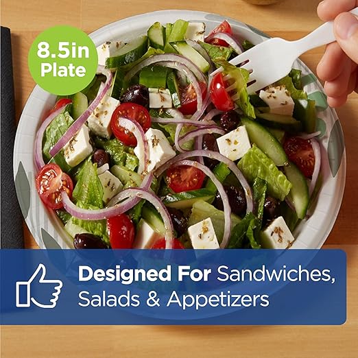 Dixie 8 1/2 Inch Medium-Weight Disposable Paper Plates, Pathways, 300 Count, Bulk Case, 6 Packs/50 Count Per Pack, (Georgia-Pacific #UX9P300)