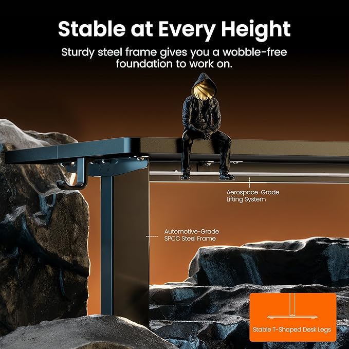 ErGear Height Adjustable Electric Standing Desk, 55 x 28 Inches Sit Stand up Desk, Memory Computer Home Office Desk, Black