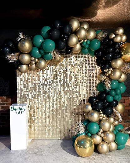 Shimmer Wall Backdrop Champagne Gold Square Sequin Wall Panel Backdrop Decor for Wedding, Anniversary, Birthday, Party, 24 Panels