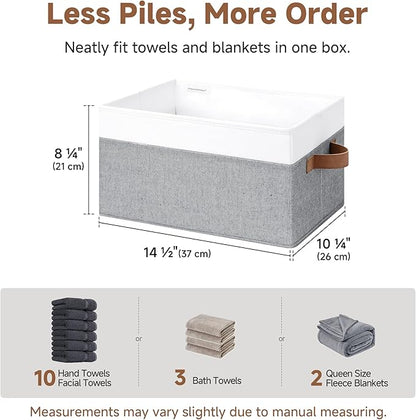 StorageWorks Fabric Shelf Baskets, Closet Organizers and Storage Basket, Foldable Storage Bins for Shelves, Clothes Storage Bins, Gray and White, 3-Pack, Large