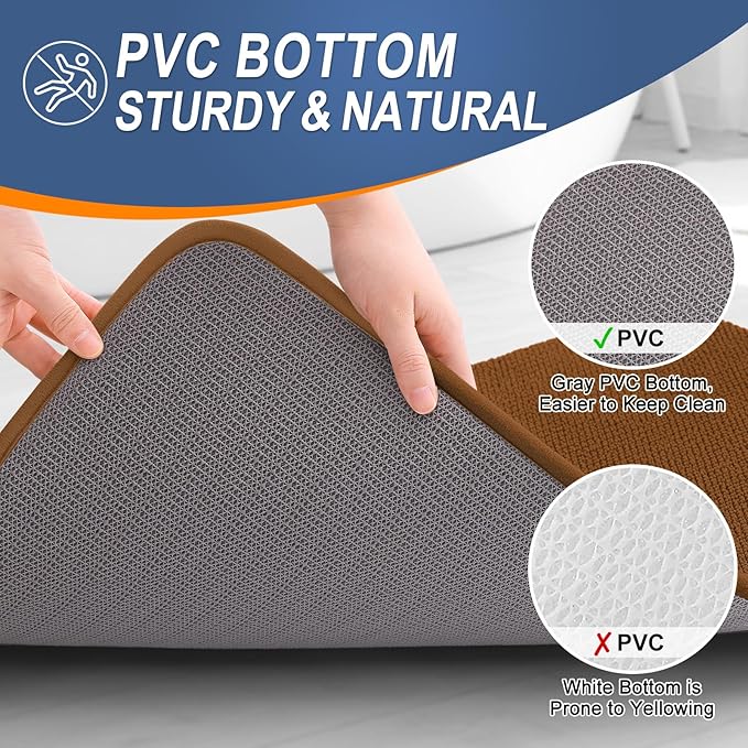 OLANLY Thick Memory Foam Bath Mat Rug 30x20, Extra Soft Absorbent Bathroom Rug, Quick Dry Bath Mats, Non-Slip, Machine Washable Carpet for Bathroom, Tub and Shower, Home Decor Accessories, Ochre