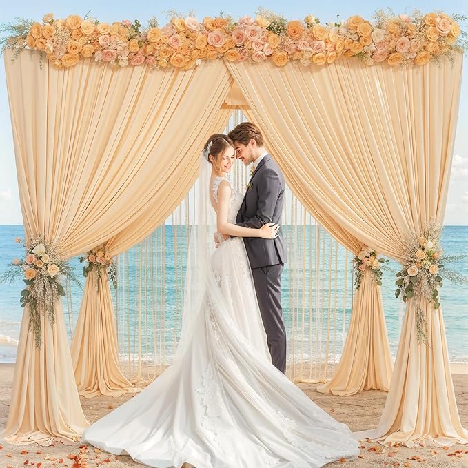 10x10 Dark Champagne Backdrop Curtain for Parties Wedding Baby Shower Wrinkle Free Photo Curtains Backdrop Drapes Fabric Decoration for Bridal Shower 5ft x 10ft,2 Panels