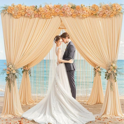 10x10 Dark Champagne Backdrop Curtain for Parties Wedding Baby Shower Wrinkle Free Photo Curtains Backdrop Drapes Fabric Decoration for Bridal Shower 5ft x 10ft,2 Panels