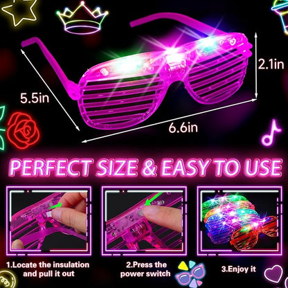 180 PCS Light Up Glasses, Glow In The Dark Party Supplies, LED Glasses, Neon Flashing Glasses Bulk for Kids and Adults, Glow Glasses for Glow Party, Wedding, Birthday, Halloween, Rave Carnival