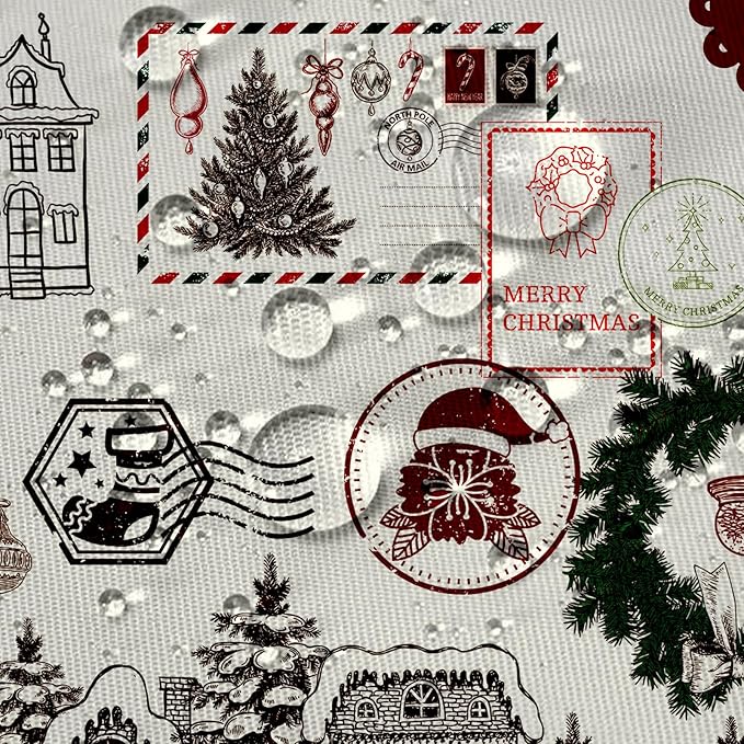 Eikione 70 Inch Round Merry Christmas Tablecloth, Truck Christmas Tree Tablecloth, Stain Resistant Dining Table Cover for Holiday Decor