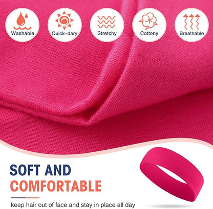 Hotop 20 Pcs Sport Stretchy Headbands for Girls Women Non Slip Soft Fabric Elastic Headband Bulk for Yoga DIY Team Gifts
