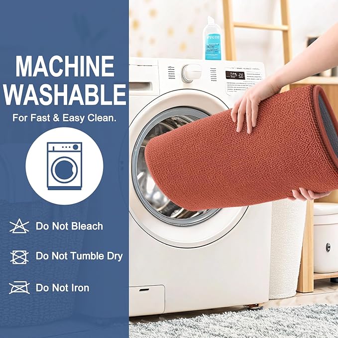 OLANLY Thick Memory Foam Bath Mat Rug 47x20, Extra Soft Absorbent Bathroom Rug, Quick Dry Bath Mats, Non-Slip, Machine Washable Carpet, Tub and Shower, Home Decor Accessories, Rustic Terracotta