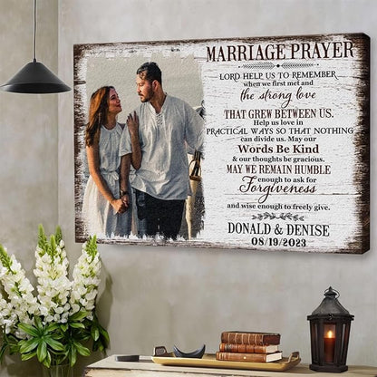 Dem Canvas Personalized Canvas Prints, Custom Photo And Name, Anniversary Valentine Gift For Wedding Marriage Prayer Canvas, Engagement Gift (30x20)