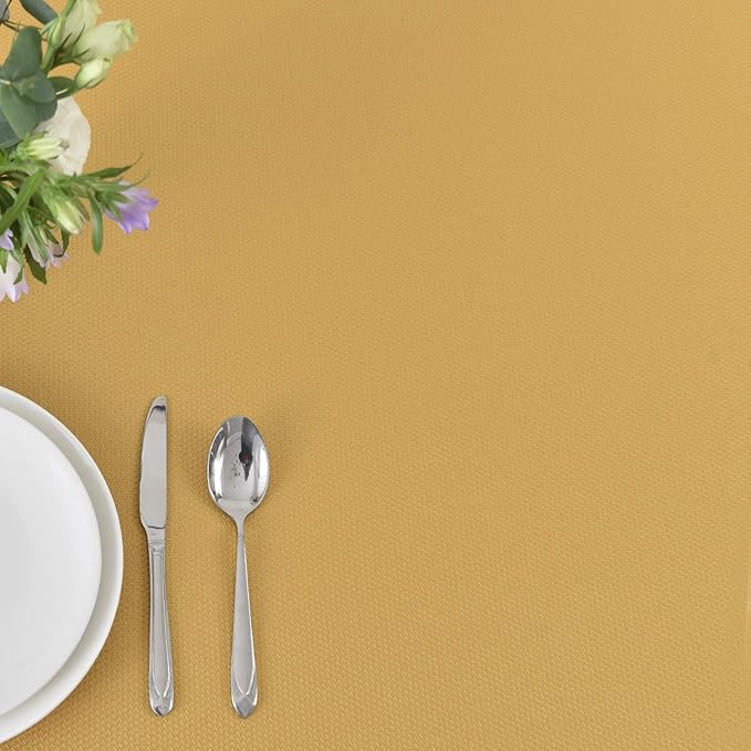 maxmill Textured Tablecloth Stain Resistant Waterproof and Wrinkle Resistant Washable Soft Table Cloth, Fabric Table Cover for Dining Room and Outdoor Use, Rectangle 60 x 120 Inch, Ochre Yellow