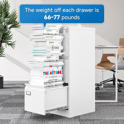 3 Drawer File Cabinet with Lock Metal Vertical File Storage Cabinet Office Home Steel Vertical File Cabinet for A4 Legal/Letter Size Narrow File Cabinet Locked,Assembly Required