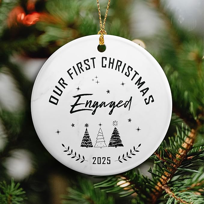 Engagement Gifts for Couples 2025,Our First Christmas Engaged Ornament 2025,Newly Christmas Tree OrnamenGift for Couples,Her, Women,Fiance,Engagement Present Ideas Party Decorations,Bride to Be Gifts
