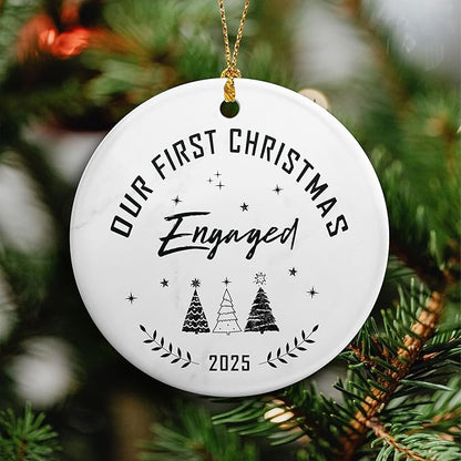 Engagement Gifts for Couples 2025,Our First Christmas Engaged Ornament 2025,Newly Christmas Tree OrnamenGift for Couples,Her, Women,Fiance,Engagement Present Ideas Party Decorations,Bride to Be Gifts