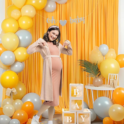 Marigold Backdrop Curtain for Parties Wrinkle Free Orange Photo Curtains Backdrop Drapes Fabric Decoration for Wedding Birthday Party Baby Shower 5ft x 8ft,2 Panels