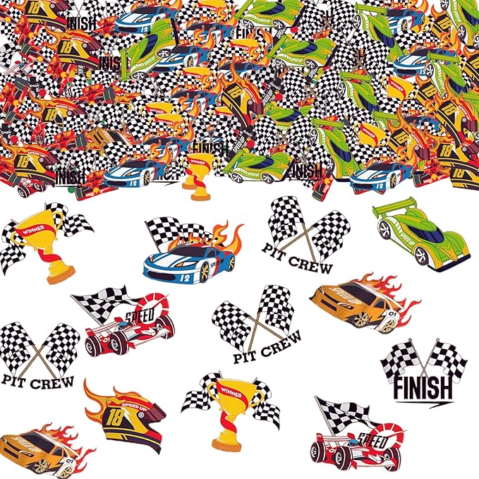 Race Car Confetti,100pcs Race Car Birthday Party Table Dscorations Racecar Birthday Party Decorations Transportation Light Finish Speed Baby Shower Birthday Suplies