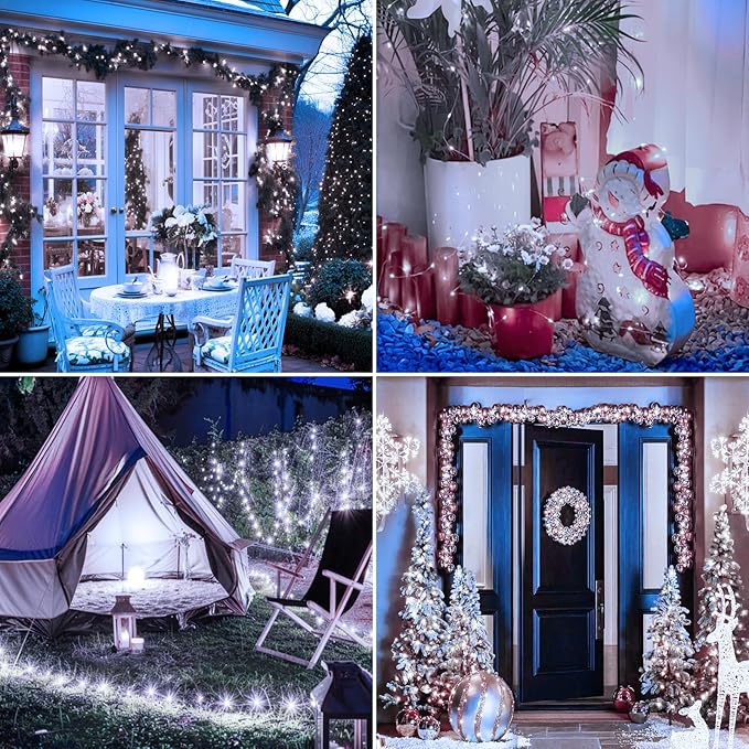 6 Pack 33FT 100LED Fairy String Lights Battery Operated with Remote and Timer,IP65 Waterproof Dimmable Copper Wire 8 Modes LED Twinkle Lighting Indoor Outdoor for Bedroom Christmas Decor-Cool White