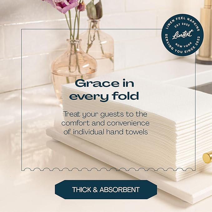 100-Pack Disposable Guest Towel Paper Napkin - 12" x 17" Disposable Cloth-Like Guest Towels - Soft And Absorbent Tissue Paper For Bathroom, Kitchen Or Event