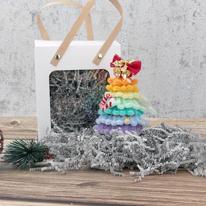 2 LB Grey Crinkle Paper Shred Filler for Gift Baskets Box Stuffing