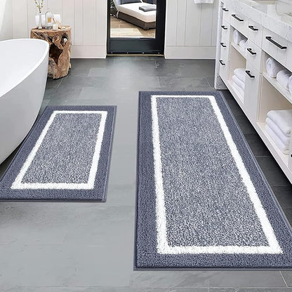Pauwer 2 Piece Non Slip Bath Mats, Absorbent Shower Rugs for Bathroom Floor, Tub and Shower