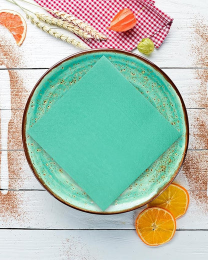 Teal Blue Cocktail Napkins 5 * 5inch disposable Beverage Napkin paper for Cocktail, Wedding, Dinner，Birthday Party Dessert Wine Paper Napkins（ 120 Count）
