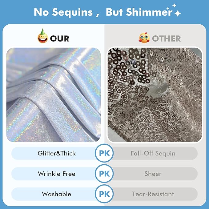 10x10ft Shimmer Silver Sequin Backdrop Curtain for Parties-2 Panels 5x10ft Thick Wrinkle Free Glitter Coloful Backdrop Drapes Photo Back Drop Curtains for Wedding Birthday Photography Background Cloth