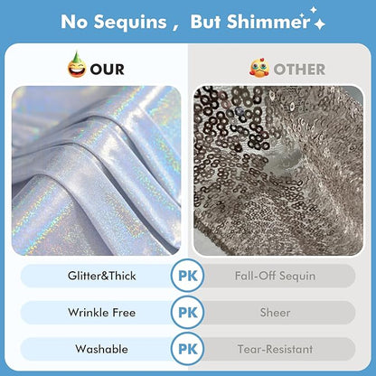 10x10ft Shimmer Silver Sequin Backdrop Curtain for Parties-2 Panels 5x10ft Thick Wrinkle Free Glitter Coloful Backdrop Drapes Photo Back Drop Curtains for Wedding Birthday Photography Background Cloth