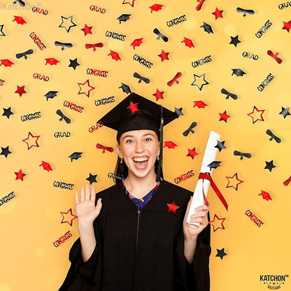KatchOn, Red and Black Graduation Confetti 2025 - Pack of 1300 | Grad Confetti Class Of 2025 | Grad Decorations Class of 2025 | Red and Black Graduation Decorations 2025