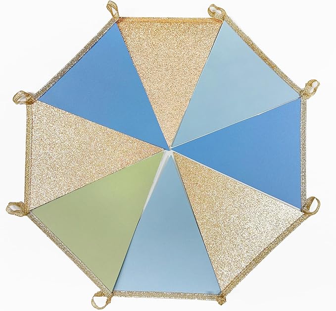 Champagne Gold Dusty Blue Sage Green Pennant Banner Flag Olive Green Blue Hanging Glitter Paper Triangle Bunting for Birthday Baby Shower Wedding One Silly Goose Themed Party Decorations Supplies