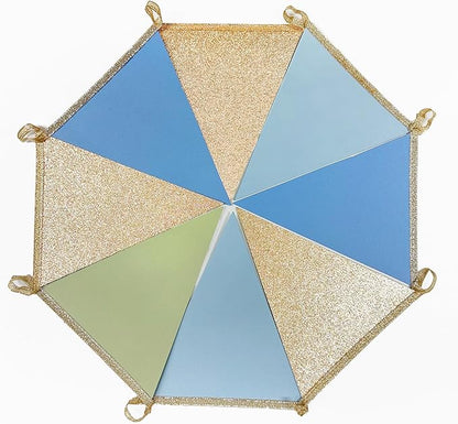 Champagne Gold Dusty Blue Sage Green Pennant Banner Flag Olive Green Blue Hanging Glitter Paper Triangle Bunting for Birthday Baby Shower Wedding One Silly Goose Themed Party Decorations Supplies