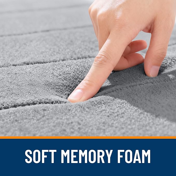 OLANLY Memory Foam Long Bathroom Rugs Runner 70x24, Super Soft Absorbent Bath Mat, Quick Dry, Machine Washable Shower Floor Rugs, Bathmat Carpet, Bathroom Home Decor Accessories, Grey