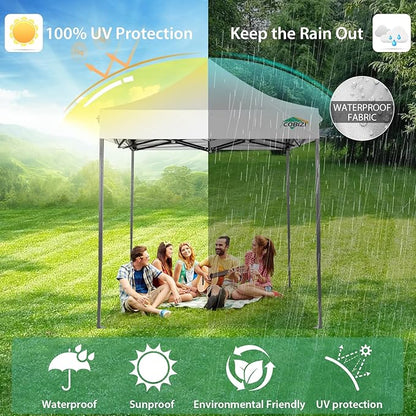 COBIZI 6.6x6.6 Pop Up Canopy Without Sidewall,Heavy Duty Canopy UPF 50+ All Season Wind Waterproof Commercial Outdoor Party Tents for Parties Canopy Gazebo with Storage Bag(6.6 x 6.6 ft White)