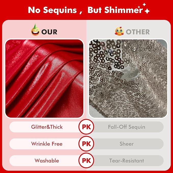 10x10ft Shimmer Red Sequin Backdrop Curtain for Parties, Thick Wrinkle Free Glitter Backdrop Drapes Photo Back Drop Curtains for Birthday Wedding Party Photography Background-2 Panels 5x10ft