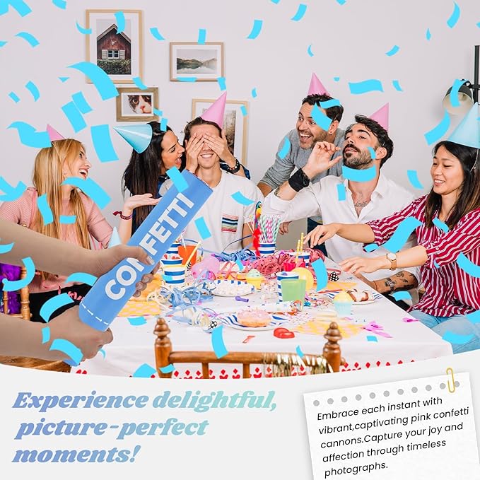 Confetti Cannon Blue Biodegradable Confetti Poppers 12Pack Party Poppers Confetti Shooters Blue Sticks for Wedding Graduation Engagement Anniversary Bridal Shower Valentines Day Birthday