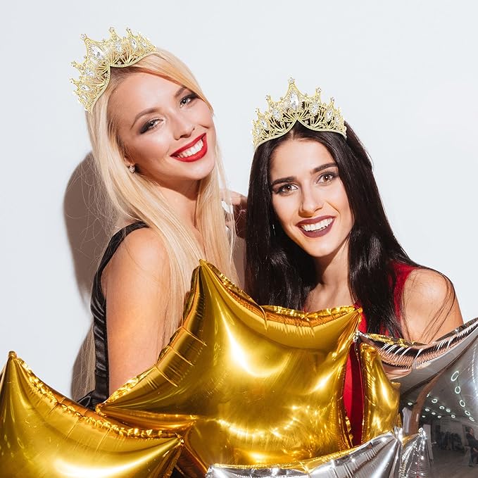 TAROSE Silver Tiaras for Women and Girls, Crystal Gold Crowns for Women, Hair Accessories for Bride/Halloween/Prom/Birthday