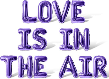 Letter Balloons - LOVE IS IN THE AIR 16" Inch Alphabet Letters Foil Mylar Balloon Valentines Day Party Banner (Purple)