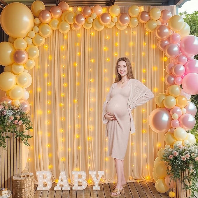 10x10 Dark Champagne Backdrop Curtain for Parties Wedding Baby Shower Wrinkle Free Photo Curtains Backdrop Drapes Fabric Decoration for Bridal Shower 5ft x 10ft,2 Panels