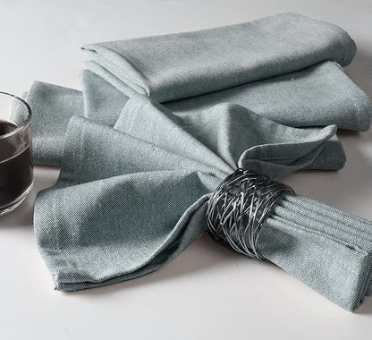 Native Fab Solid Cloth Napkin Set of 4, 100% Chambray Cotton, Washable, Reusable Dinner Cloth Napkin 17x17 inches, Table Decor Napkins for Dinner, Events, Teal Green