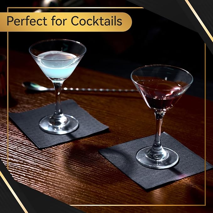 Vplus 1000 Pack Black Cocktail Napkins, Elegant Beverage Napkins, 3-Ply Disposable Paper Napkins 4.9x4.9 inch, Perfect for Restaurant, Bar, Party, Wedding, Dessert Napkins