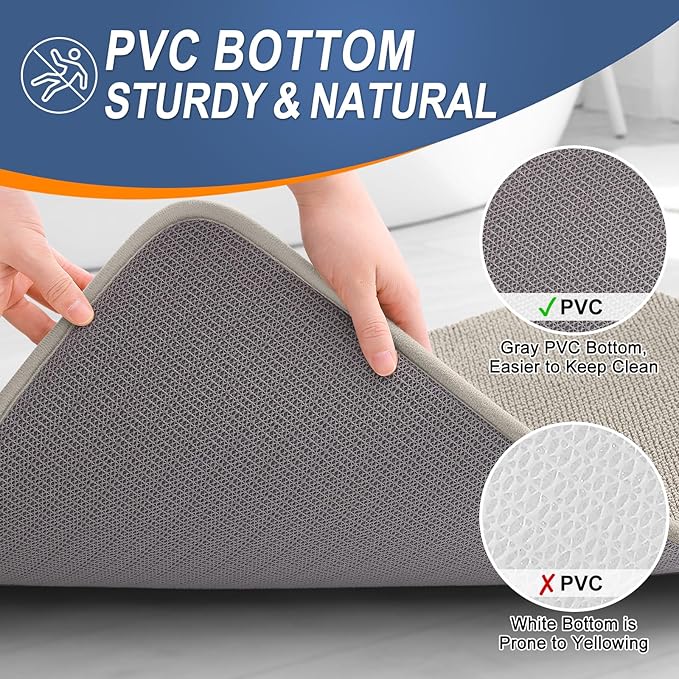 OLANLY Thick Memory Foam Bath Mat Rug 44x24, Extra Soft Absorbent Bathroom Rug, Quick Dry Bath Mats, Non-Slip, Machine Washable Carpet for Bathroom, Tub and Shower, Home Decor Accessories, Warm Taupe