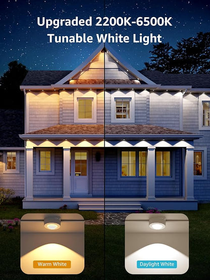 Lepro E1 AI Permanent Outdoor Lights APP Control, 50ft 30 LED Smart RGB+IC+Warm/Cool White House Eave Light for Halloween Christmas, Alexa Google Enabled, 2.4 GHz WiFi/Bluetooth, NO Remote Controller