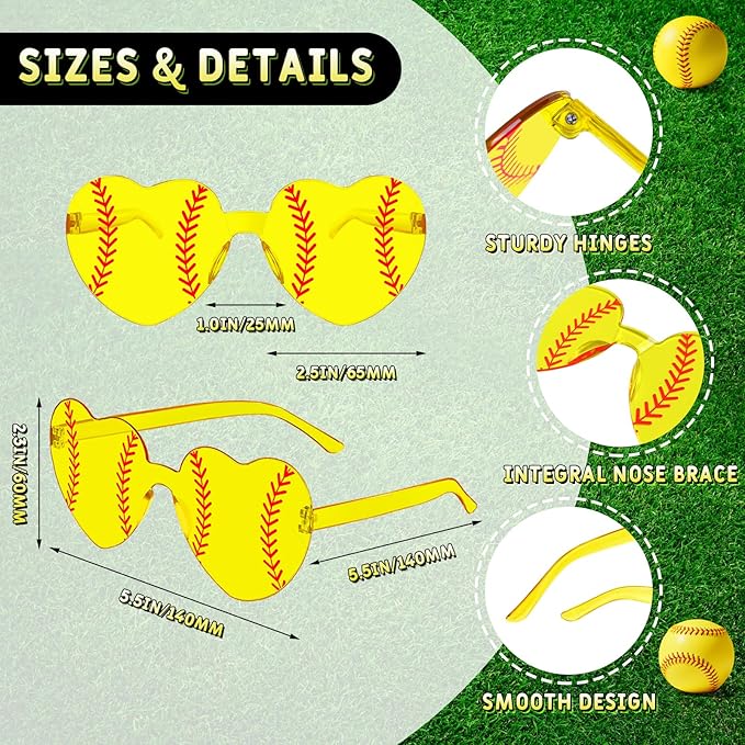 Pibupibu 12/24 Pack Volleyball Softball Football Soccer Gifts for Team Coach Heart Sunglasses Bulk Sports Party Favor Glasses