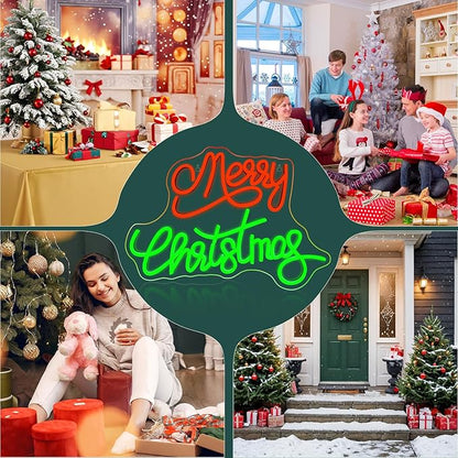 NOSUN Merry Christmas Neon Sign for Wall Decor Dimmable Merry Christmas Led Signs for Xmas Party Kids Bedroom Bar Pub Club Xmax Gift Decorations Bedroom Window Bar Club Shop Gift Decor