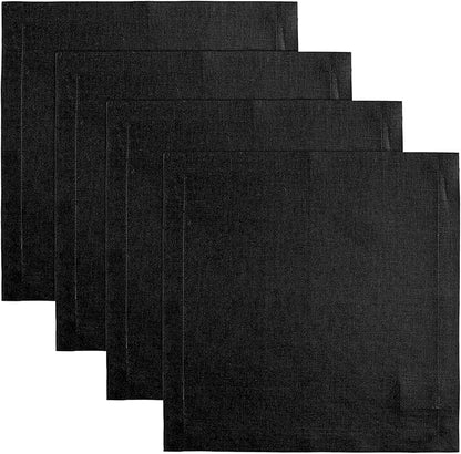 Solino Home Black Placemats Set of 4-100% Pure Linen Placemats 14 x 14 Inch for Fall, Autumn, Winter, Christmas, Holiday, New Year - Fete, Handcrafted and Machine Washable