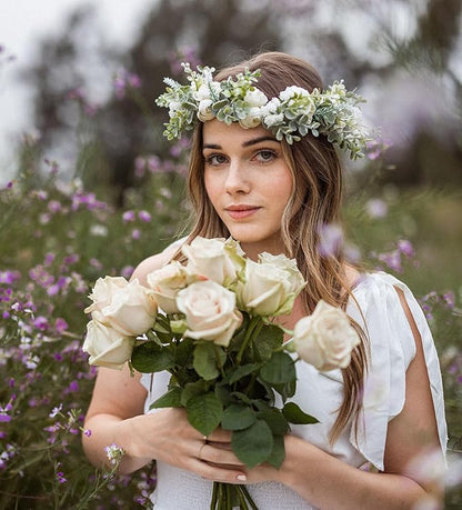 Vividsun Wedding Bridal Green Leaf Flower Crown Eucalyptus Floral Crown Maternity Photo Props (A/white)