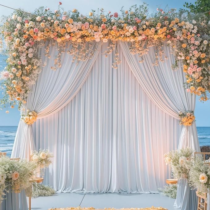 Silver Grey Backdrop Curtain for Parties Wedding Wrinkle Free Silver Grey Photo Curtains Backdrop Drapes Fabric Decoration for Birthday Party Baby Shower 5ft x 7ft,2 Panels