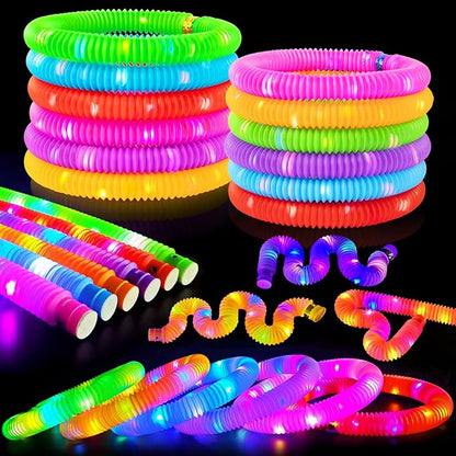 Glow Sticks Party Favors for Kids 12 PCS-Christmas Glow in Dark Party Supplies for Toddlers,Light Up Necklace Bracelet Accessories for Boys Girls,Neon Decoration for Birthday New Years Eve Camp Care