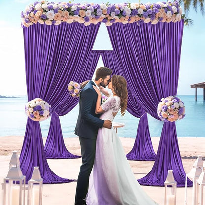 8 Panels Purple Backdrop Curtain for Parties Wedding Wrinkle Free Purple Photo Curtains Backdrop Drapes Fabric Decoration for Birthday Party Photography 40ft(W) x 10ft(H)