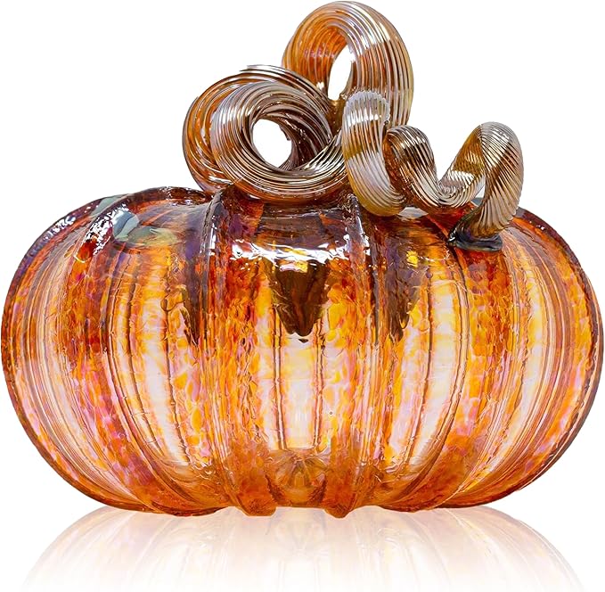 Luke Adams Glass | Handmade Glass Pumpkins | Handmade Table Top Home Decor (Squat, Harvest)