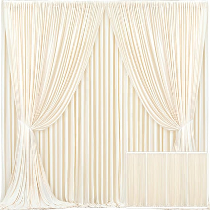 4 Panels Champagne Backdrop Curtain for Parties Wedding Baby Shower Wrinkle Free Photo Curtains Backdrop Drapes Fabric Decoration for Bridal Shower 20ft(W) x 10ft(H)