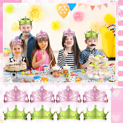 Yaomiao 44 Pcs Foam Crowns for Kids Princess Tiaras Crowns Bulk Diamond Sticker Making Kits for Birthday Party Supplies
