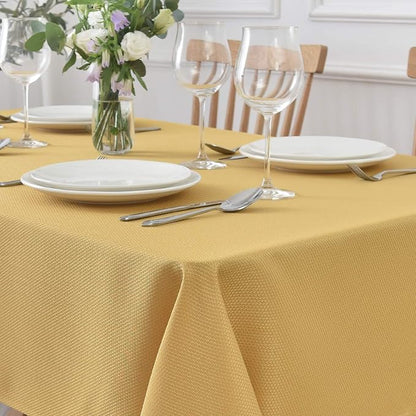 maxmill Square Jacquard Tablecloth Water Resistance Antiwrinkle Spill Proof Textured Table Cloth, Fabric Table Cover for Buffet Banquet Parties Event Holiday Dinner, 70 x 70 Inch, Ochre Yellow